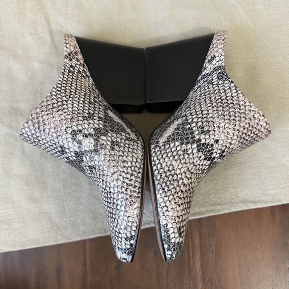 ABLE Snakeskin Leather Block Heeled Mules Pointed-Toe BRAZIL MADE - Picture 5 of 10